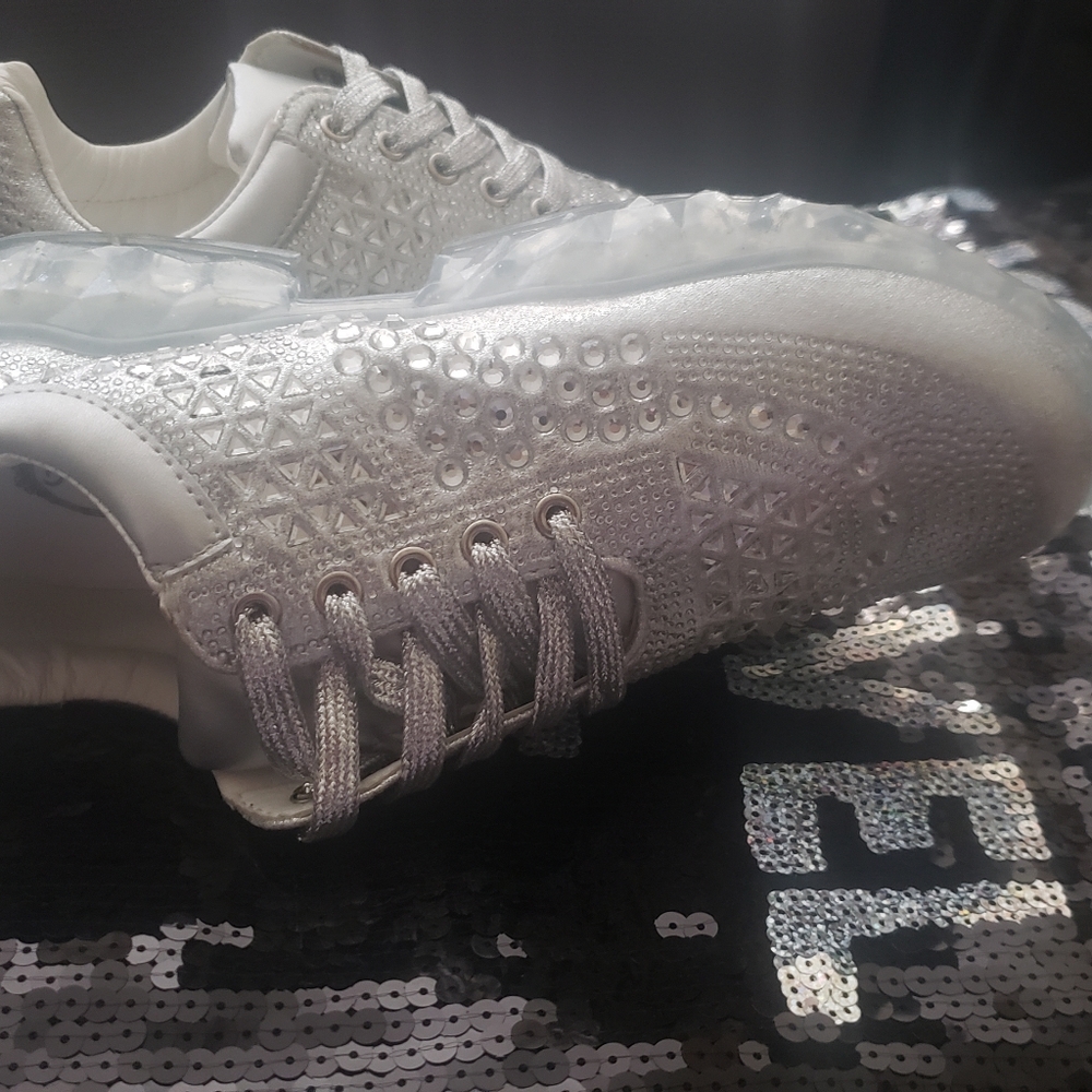 Atalina Silver Bling Fashion Sneakers - Picture 7 of 9